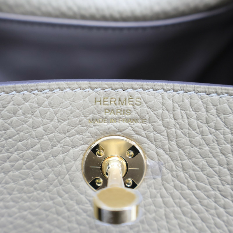 風衣灰 Clemence牛皮 Mini Lindy 肩背包 K刻 金釦【HERMES 愛馬仕】 H079086CC-5