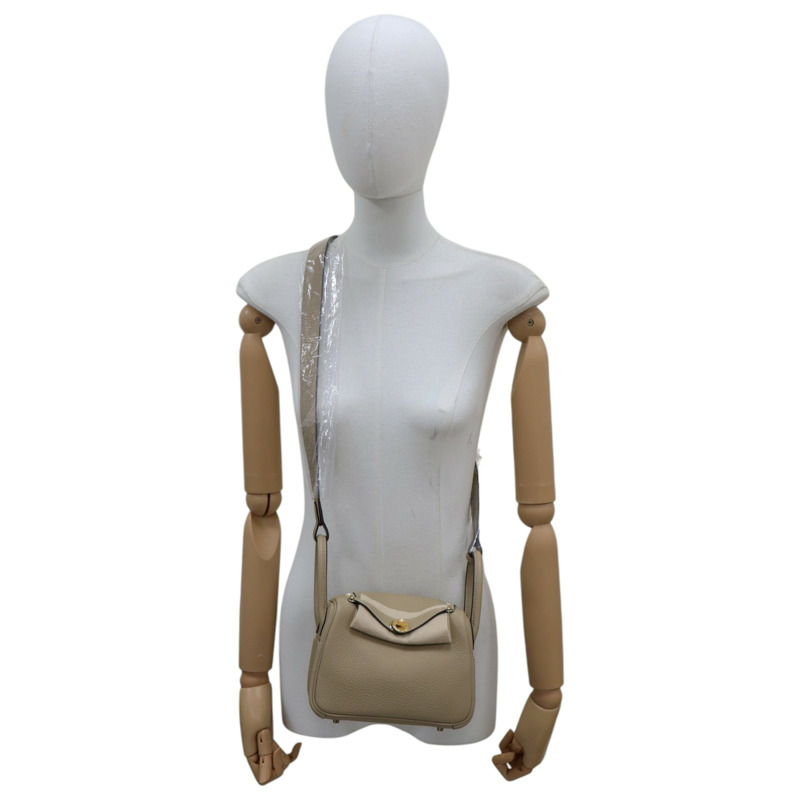 風衣灰 Clemence牛皮 Mini Lindy 肩背包 K刻 金釦【HERMES 愛馬仕】 H079086CC-7