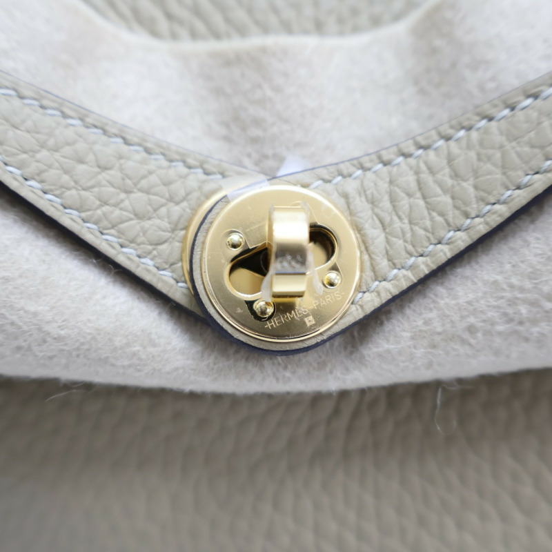 風衣灰 Clemence牛皮 Mini Lindy 肩背包 K刻 金釦【HERMES 愛馬仕】 H079086CC-12