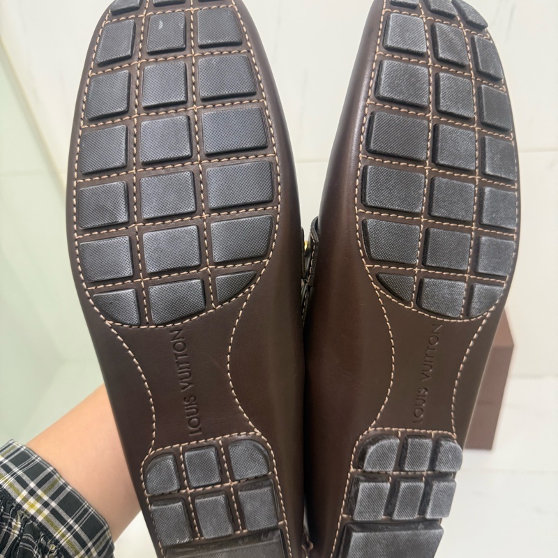 Louis Vuitton咖啡牛皮金釦莫卡辛便鞋-6