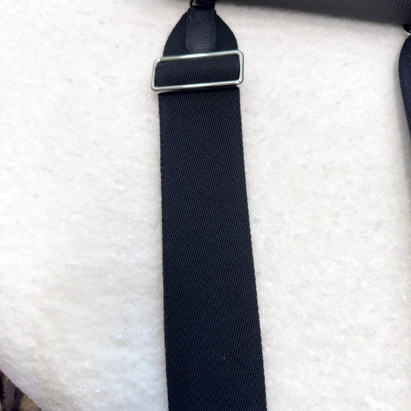 愛馬仕餐盤包Hermès Videpoches 黑色Togo皮帆布背袋肩背包 H084283-18