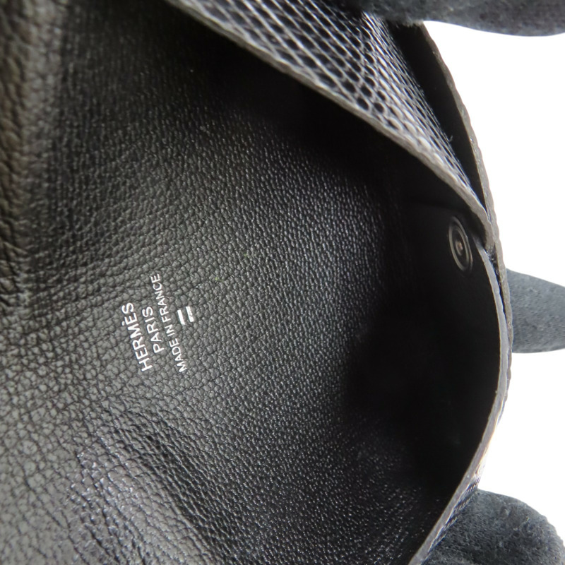 黑色 蜥蜴皮 Calvi 名片夾 K刻 銀扣【HERMES 愛馬仕】 H085836CK-6
