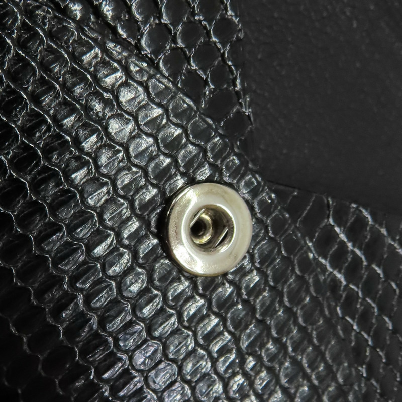 黑色 蜥蜴皮 Calvi 名片夾 K刻 銀扣【HERMES 愛馬仕】 H085836CK-9