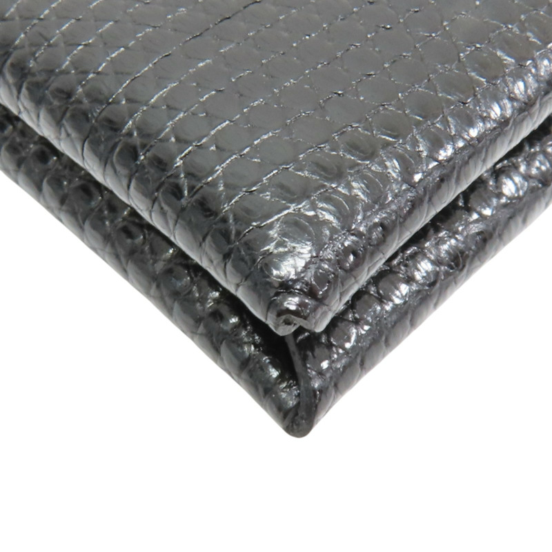 黑色 蜥蜴皮 Calvi 名片夾 K刻 銀扣【HERMES 愛馬仕】 H085836CK-11