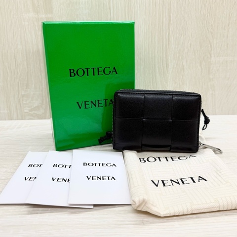 BV黑牛皮Cassette Zippered Coin Purse零錢包