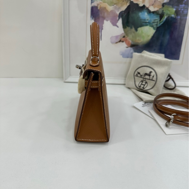 Hermes愛馬仕mini kelly二代金棕銀扣 B刻 香港購證-3