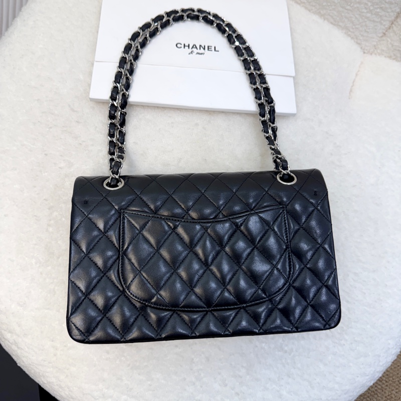 🕯️超優惠香奈兒CHANEL Classic Flap 25cm黑銀羊皮雙蓋口蓋包 A01112優雅大氣 🖤-6