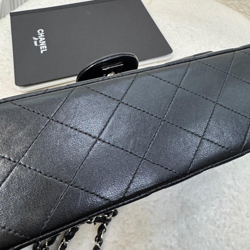 🕯️超優惠香奈兒CHANEL Classic Flap 25cm黑銀羊皮雙蓋口蓋包 A01112優雅大氣 🖤-18