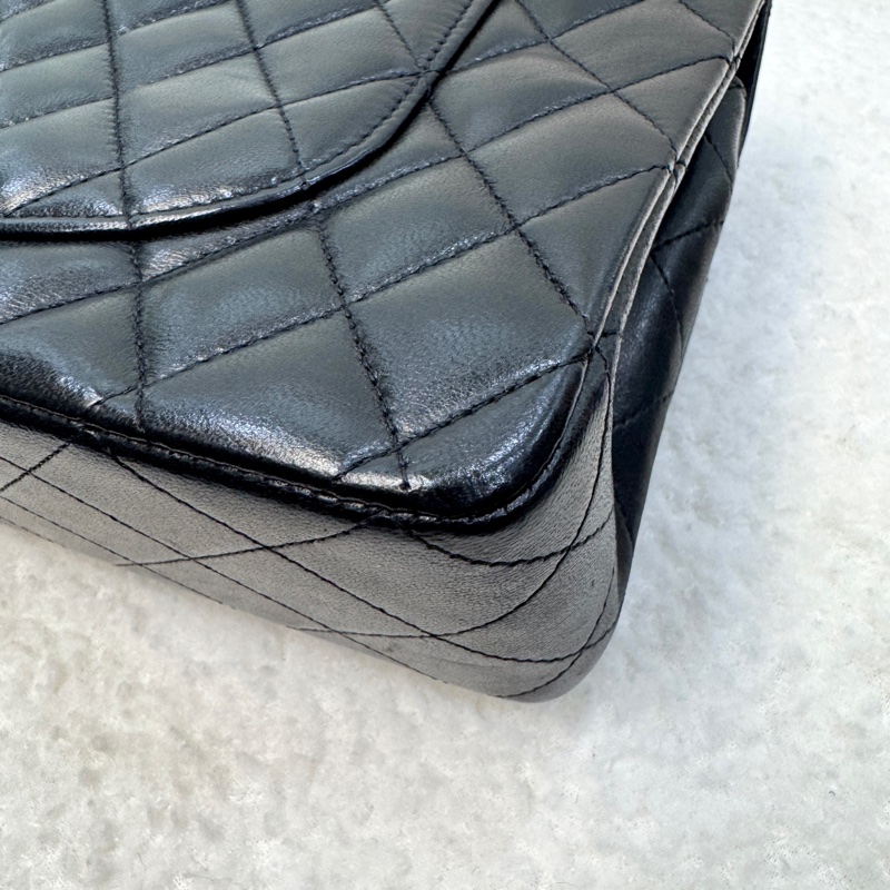 🕯️超優惠香奈兒CHANEL Classic Flap 25cm黑銀羊皮雙蓋口蓋包 A01112優雅大氣 🖤-22