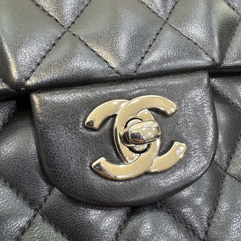 🕯️超優惠香奈兒CHANEL Classic Flap 25cm黑銀羊皮雙蓋口蓋包 A01112優雅大氣 🖤-27