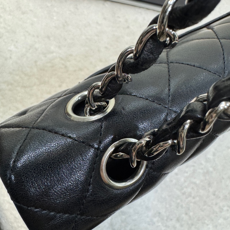 🕯️超優惠香奈兒CHANEL Classic Flap 25cm黑銀羊皮雙蓋口蓋包 A01112優雅大氣 🖤-28