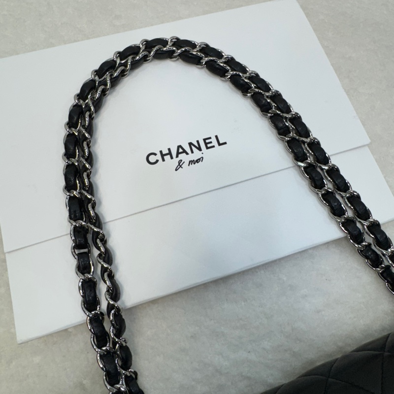 🕯️超優惠香奈兒CHANEL Classic Flap 25cm黑銀羊皮雙蓋口蓋包 A01112優雅大氣 🖤-30