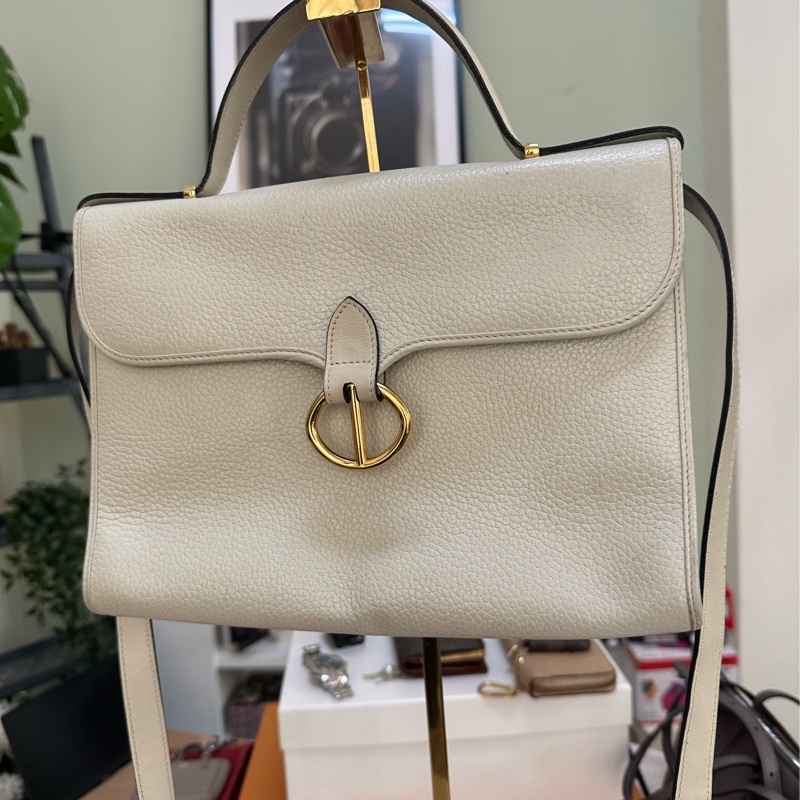 Dior 白色手提 斜背包 豬鼻扣荔枝牛皮-0