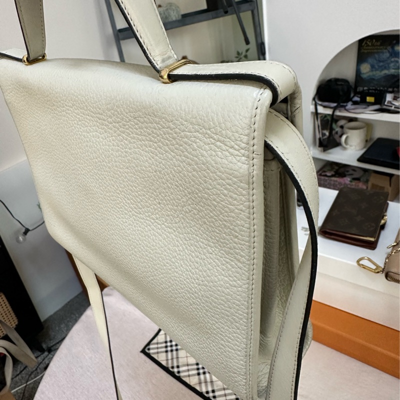 Dior 白色手提 斜背包 豬鼻扣荔枝牛皮-2