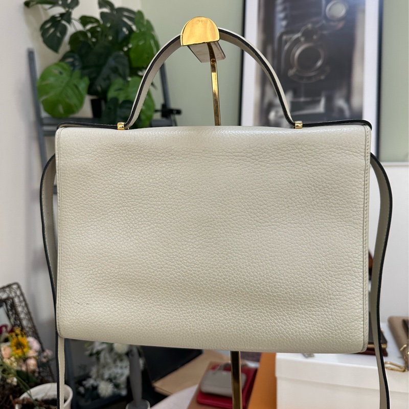 Dior 白色手提 斜背包 豬鼻扣荔枝牛皮-7