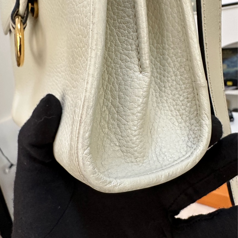 Dior 白色手提 斜背包 豬鼻扣荔枝牛皮-8