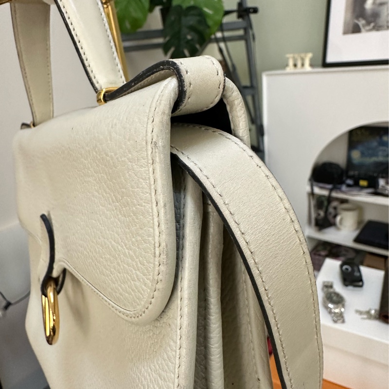 Dior 白色手提 斜背包 豬鼻扣荔枝牛皮-9