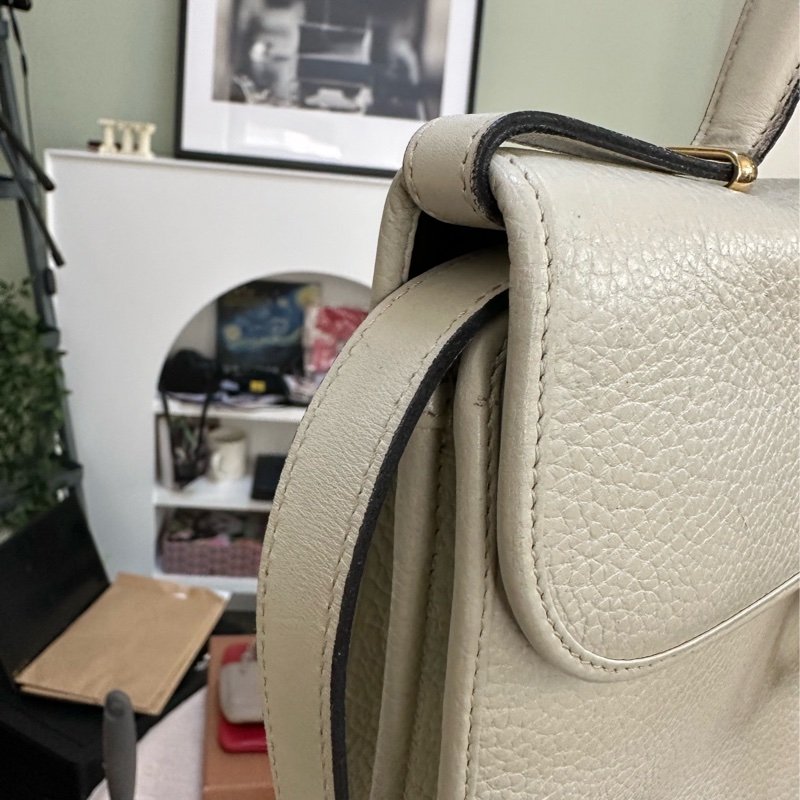 Dior 白色手提 斜背包 豬鼻扣荔枝牛皮-10