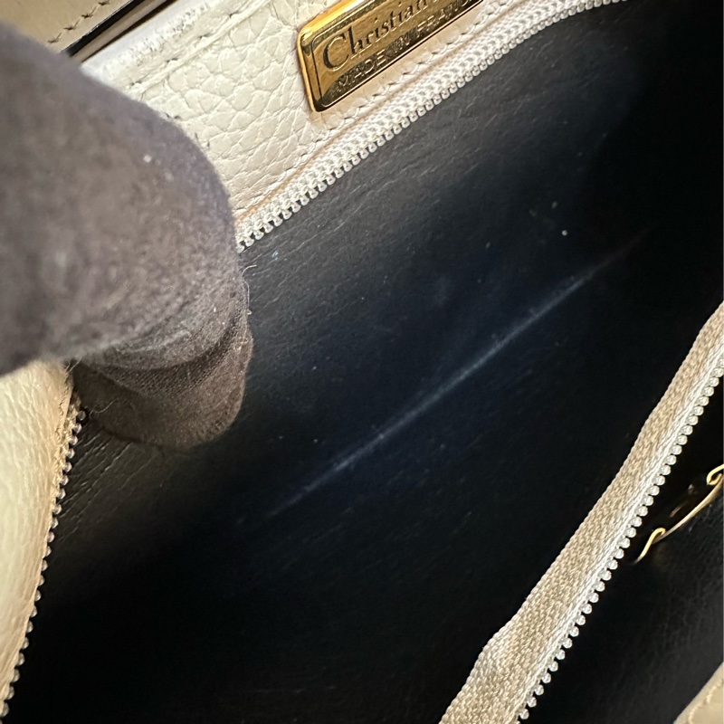 Dior 白色手提 斜背包 豬鼻扣荔枝牛皮-22