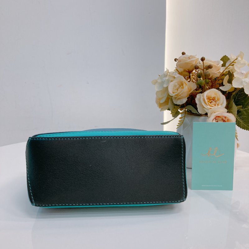 MS0682 Loewe 羅意威 迷你 拼圖包 牛皮 手提 斜背 單肩 黑色 綠色 藍色 銀扣 Mini Puzzle Bag Calfskin Blue,Green and Black X PHW-4