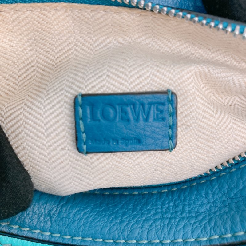 MS0682 Loewe 羅意威 迷你 拼圖包 牛皮 手提 斜背 單肩 黑色 綠色 藍色 銀扣 Mini Puzzle Bag Calfskin Blue,Green and Black X PHW-14