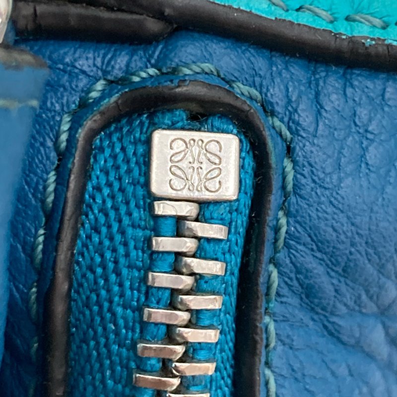 MS0682 Loewe 羅意威 迷你 拼圖包 牛皮 手提 斜背 單肩 黑色 綠色 藍色 銀扣 Mini Puzzle Bag Calfskin Blue,Green and Black X PHW-21