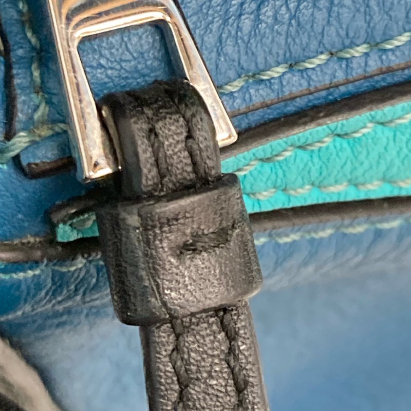 MS0682 Loewe 羅意威 迷你 拼圖包 牛皮 手提 斜背 單肩 黑色 綠色 藍色 銀扣 Mini Puzzle Bag Calfskin Blue,Green and Black X PHW-31