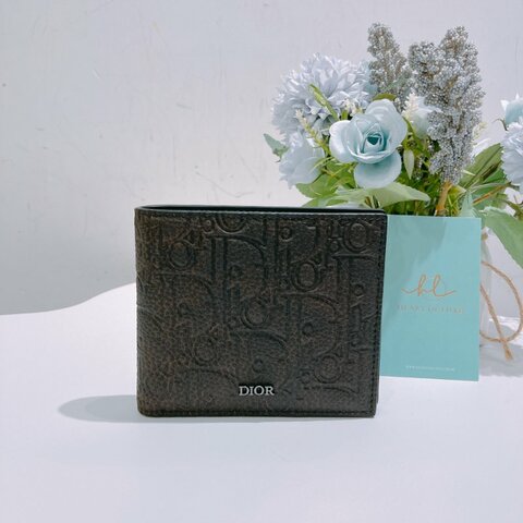 TW4811	Dior 迪奧暗花紋兩摺銀包 Bifold Wallet Brown Dior Gravity Vintage Leather