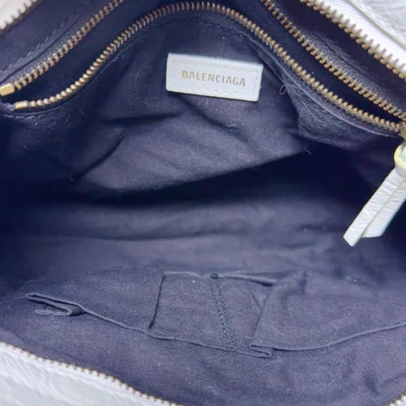 Balenciaga巴黎世家限量款白色塗鴉機車包 23.5cm x 16cm 98新鏡子 肩帶 塵袋-8