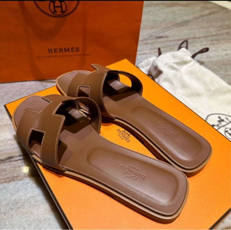 Hermès Oran涼鞋 金棕色38號-1