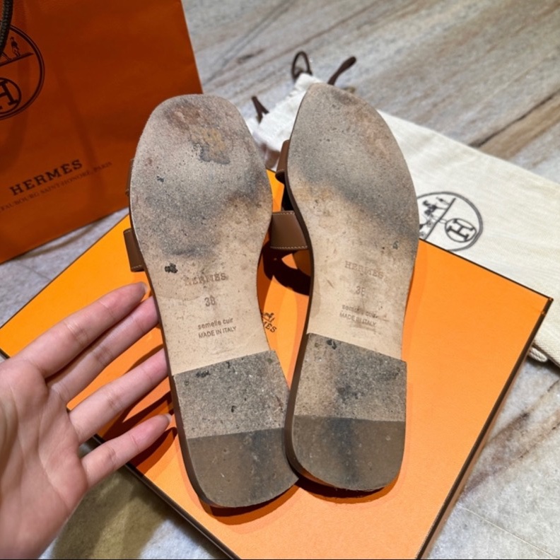 Hermès Oran涼鞋 金棕色38號-5