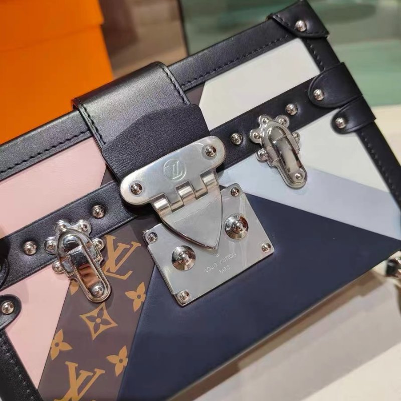 LV Petite Malle限量六拼色硬盒子包 20x12.5x5cm 99新配件肩帶 塵袋-5