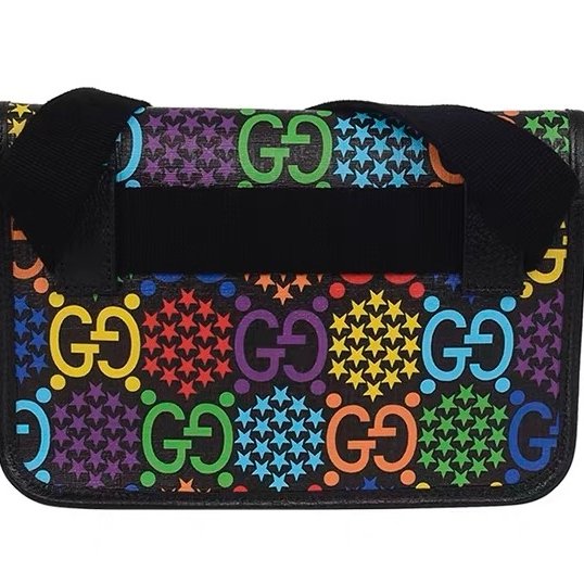 Gucci  Psychedelic 魔幻跳跳糖彩色老花 帆布拼皮 胸包腰包 24 x 16 x 3 cm 99新配件塵袋-7