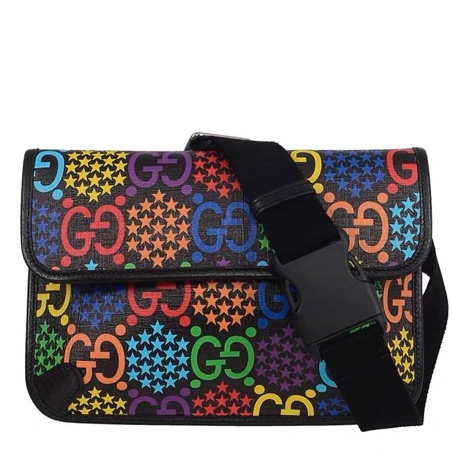 Gucci  Psychedelic 魔幻跳跳糖彩色老花 帆布拼皮 胸包腰包 24 x 16 x 3 cm 99新配件塵袋-8