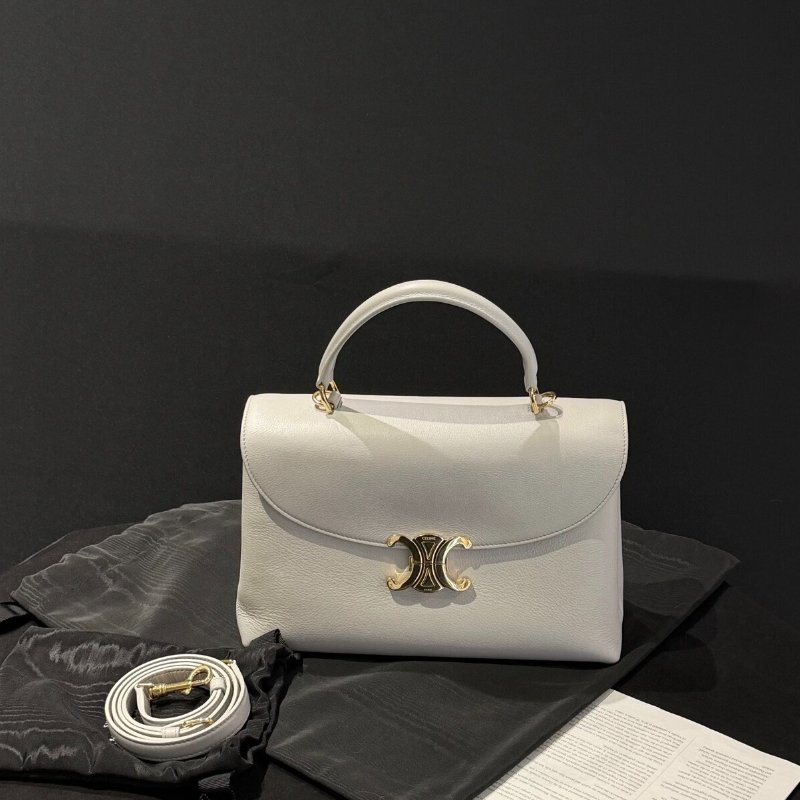 Celine 凱旋門 nino 灰色中號手提包 25 × 17.5 × 10cm 98新配件塵袋 肩帶-1