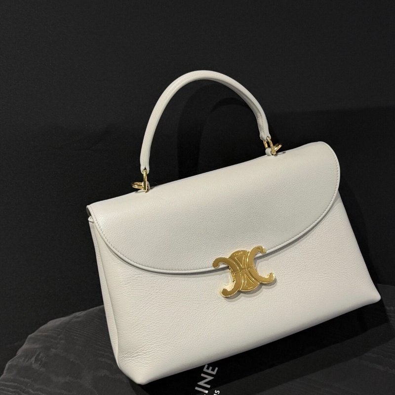 Celine 凱旋門 nino 灰色中號手提包 25 × 17.5 × 10cm 98新配件塵袋 肩帶-5