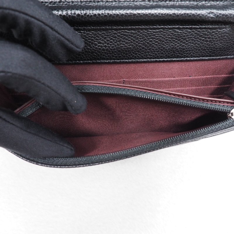 CHANEL Wallet On Chain WOC 黑色銀扣鏈帶肩背包-12