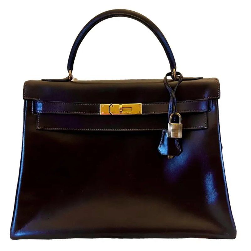 愛馬仕 Hermes Kelly 32 Box Calf 巧克力啡色 金扣 GHW 凱莉32 中古-1