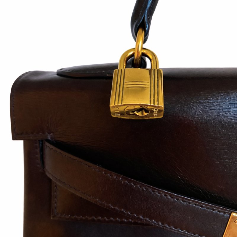 愛馬仕 Hermes Kelly 32 Box Calf 巧克力啡色 金扣 GHW 凱莉32 中古-10
