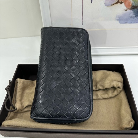 Bottega Veneta BV黑色編織長皮夾，經典款