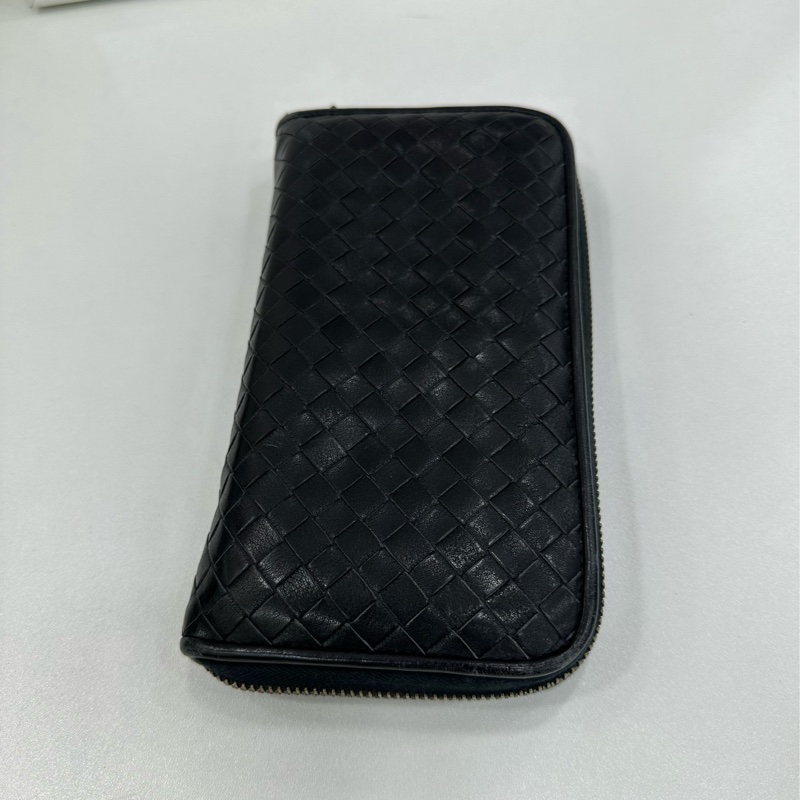 Bottega Veneta BV黑色編織長皮夾，經典款-2
