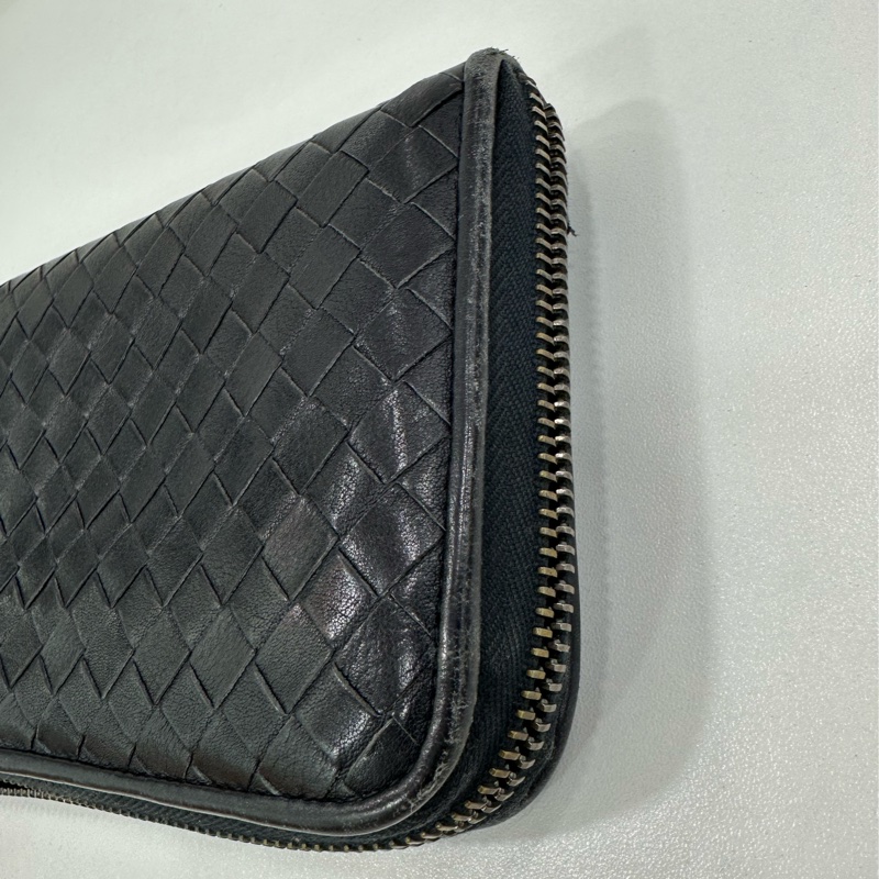 Bottega Veneta BV黑色編織長皮夾，經典款-4