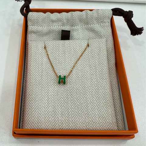 Hermes 愛馬仕 pop h mini 項鍊 新色～綠金