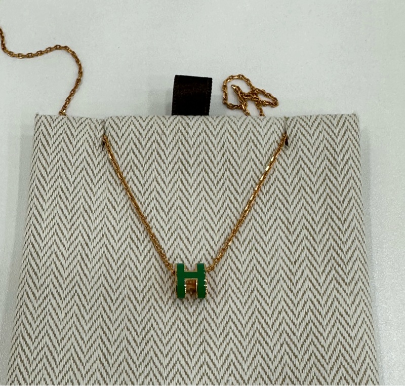 Hermes 愛馬仕 pop h mini 項鍊 新色～綠金-1