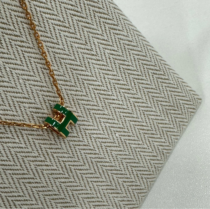 Hermes 愛馬仕 pop h mini 項鍊 新色～綠金-2