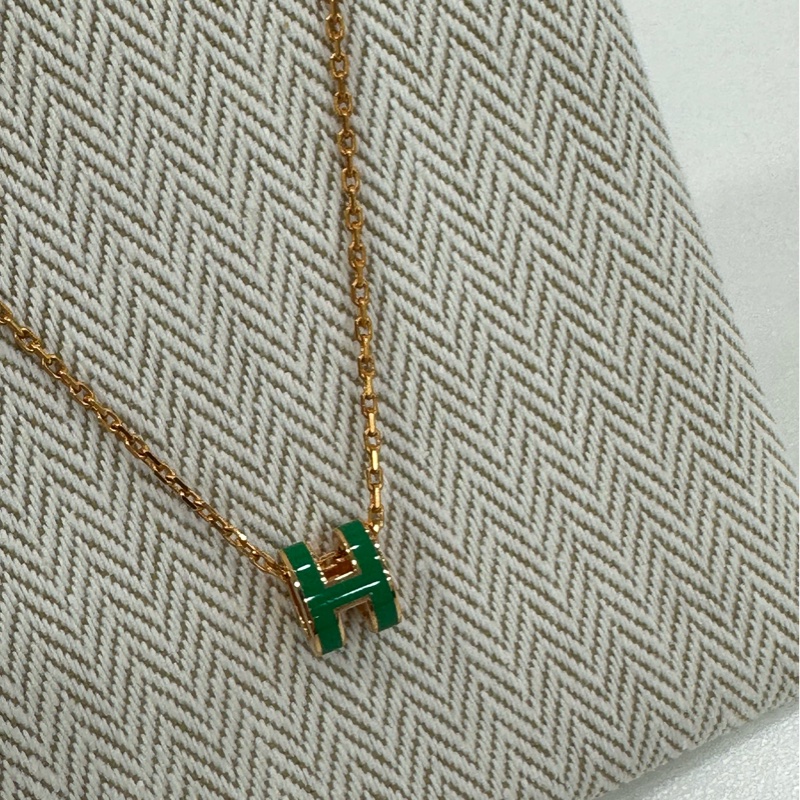 Hermes 愛馬仕 pop h mini 項鍊 新色～綠金-3