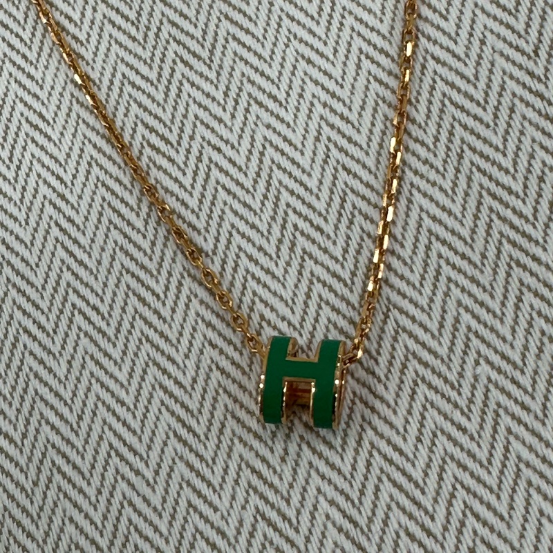 Hermes 愛馬仕 pop h mini 項鍊 新色～綠金-4