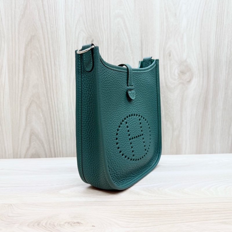 Hermes💚眩暈綠U4T/C皮銀釦mini Evelyne-3