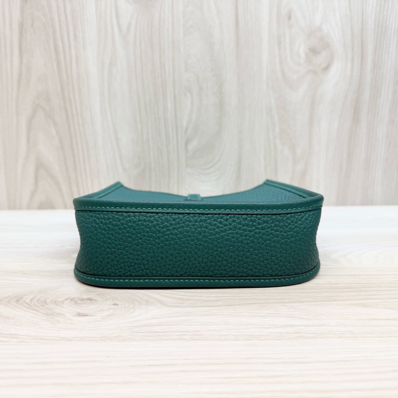Hermes💚眩暈綠U4T/C皮銀釦mini Evelyne-4