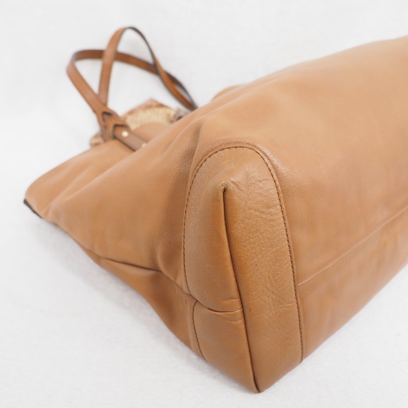 Gucci Brown Leather Craft Tote 焦糖啡色拼原色蟒蛇皮托特包-8